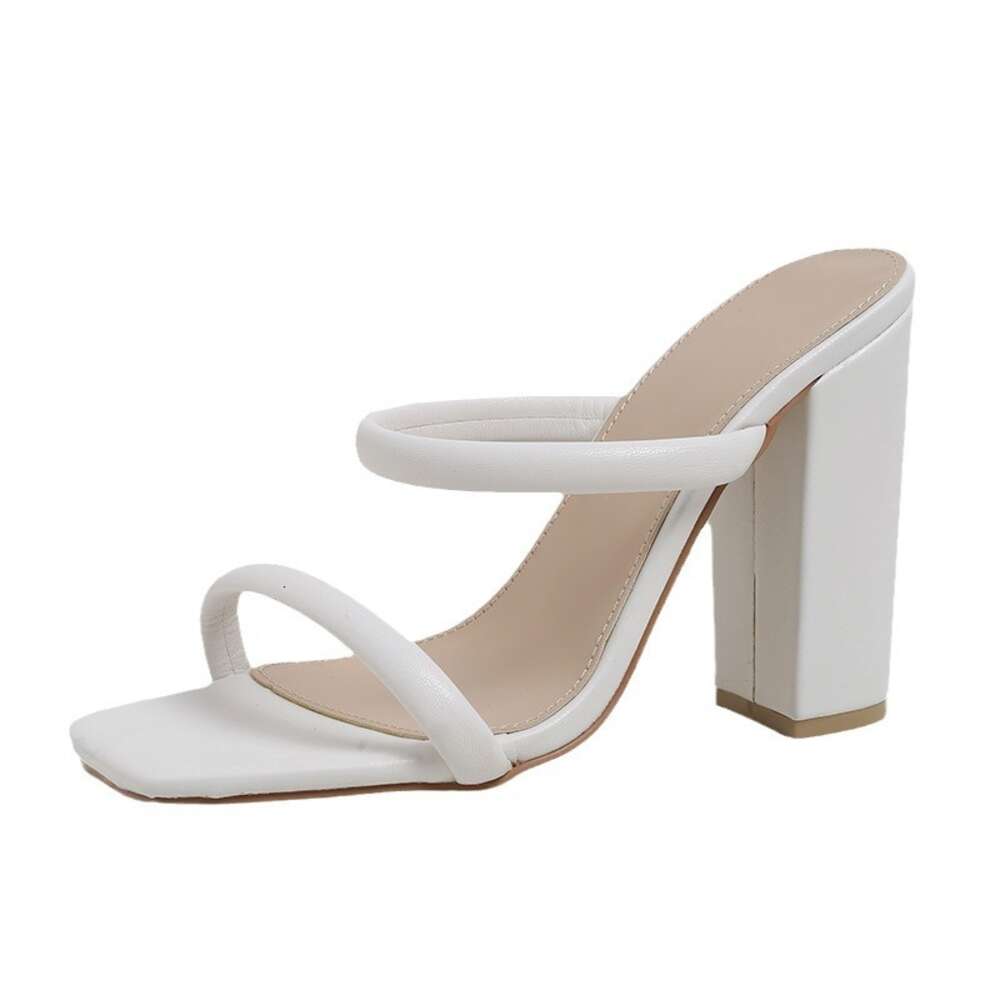 2024 New Oversized High Heels with Exposed Toes, White Temperament, Fairy One or Two Stripes, Wearing Sandals and Slippers for Women's Shoes ddmy