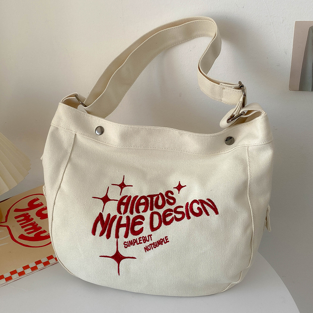 Fashion Canvas Messenger Bag Large Capacity Shoulder Tote Bag Letters Y2K Handbags Soft Casual Simple Crossbody Bags Female Bags