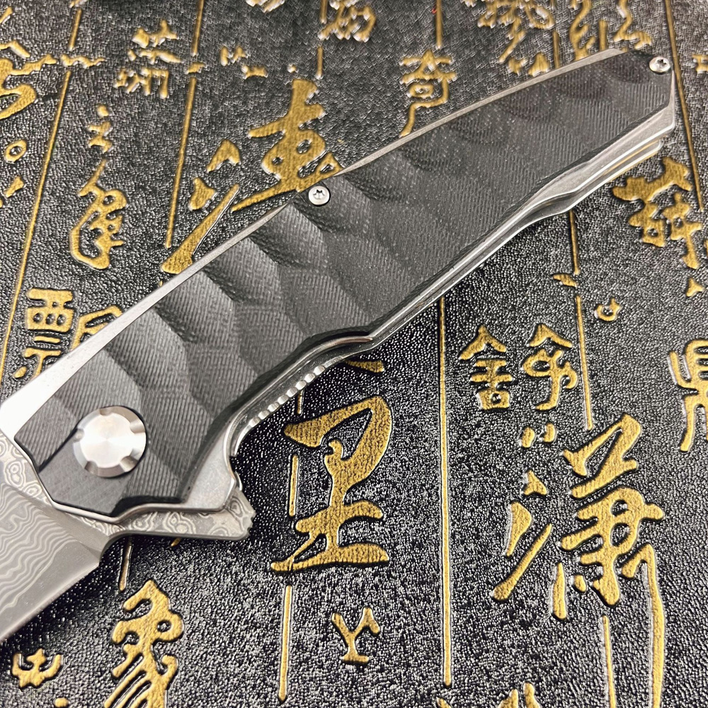 A6712 High Quality Flipper Folding Knife Damascus Steel Blade CNC G10 Handle Ball Bearing Outdoor Camping Hiking Fishing EDC Folder Knives