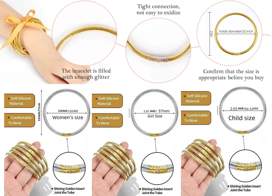 7pcs/Set Tibetan Buddha Girl Bangle Thailand Monk Mantra Buddhist Bracelet Mix Colors Jelly Bangle Friendship Bracelet For Women