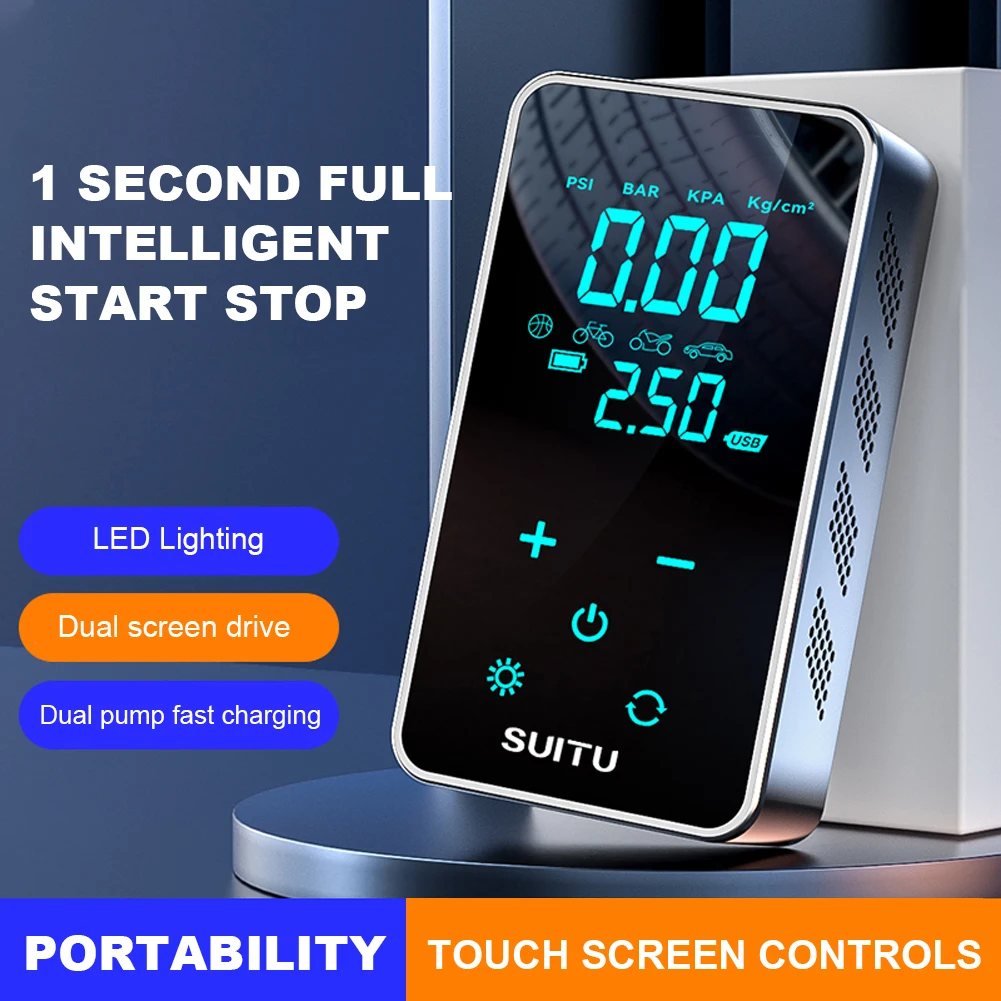 Digital Air Compressor 150PSI Electric Air Pump Portable Car Tyre Inflator Mini Touch Screen Tire Inflator For Car Motorcycle