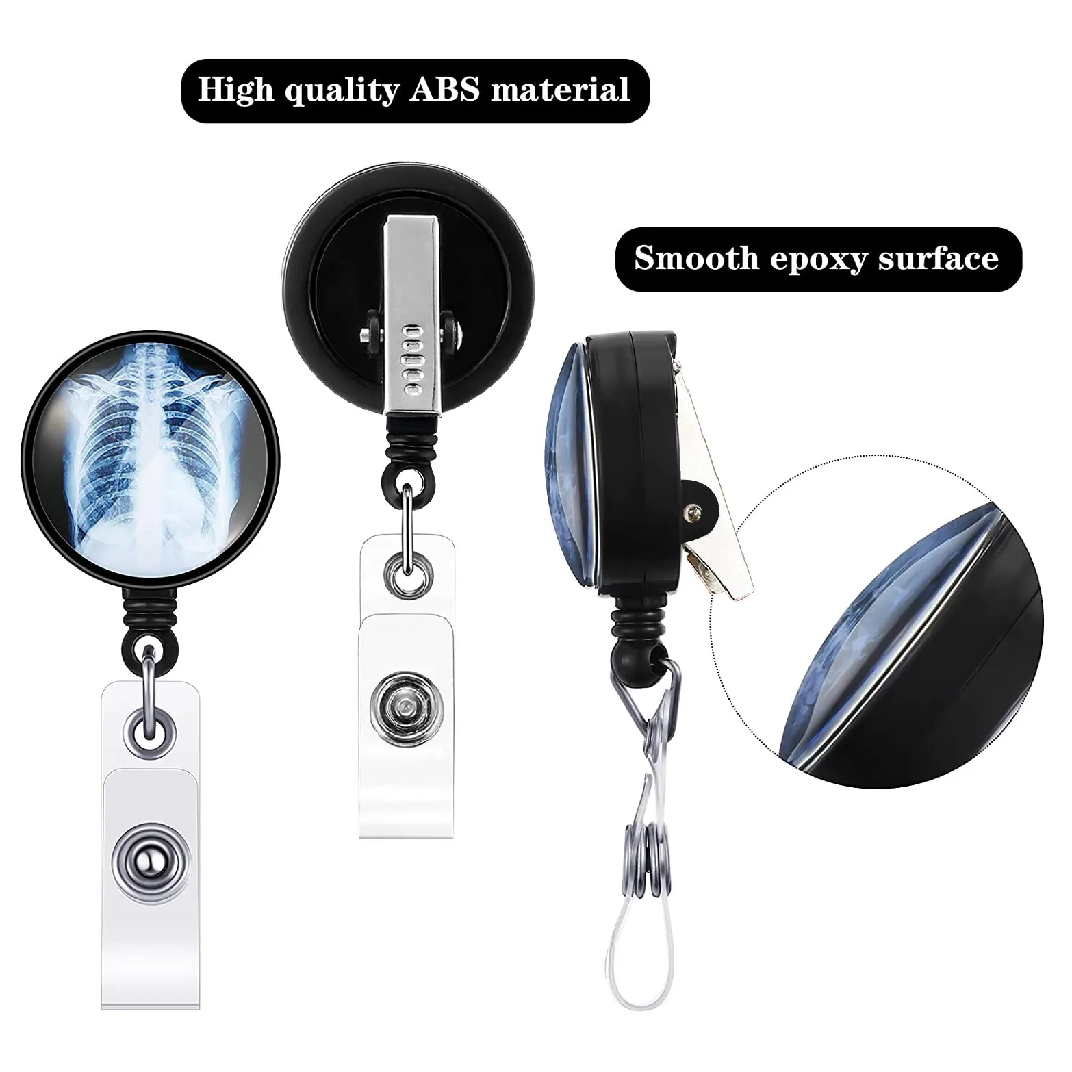 New 1pc Retractable X-Ray Badge Reel Radiology Badge Reel Holder Badge Reel Nurse Doctor Student Card 2025 Reel new Clip Office Supplies