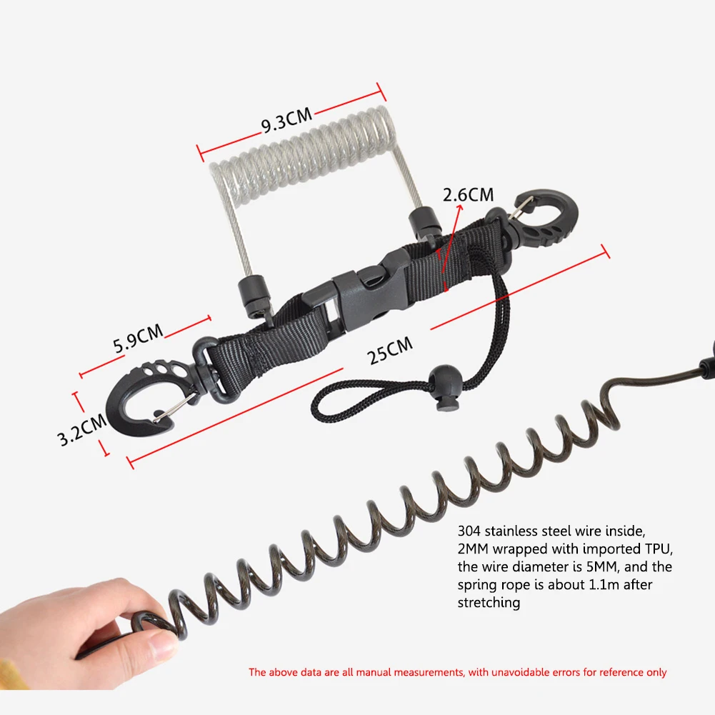 Diving Snappy Coil springs TPU Cameras Console Lanyard Spiral With Ring For Underwater Housing Flashlight Torch Outdoor