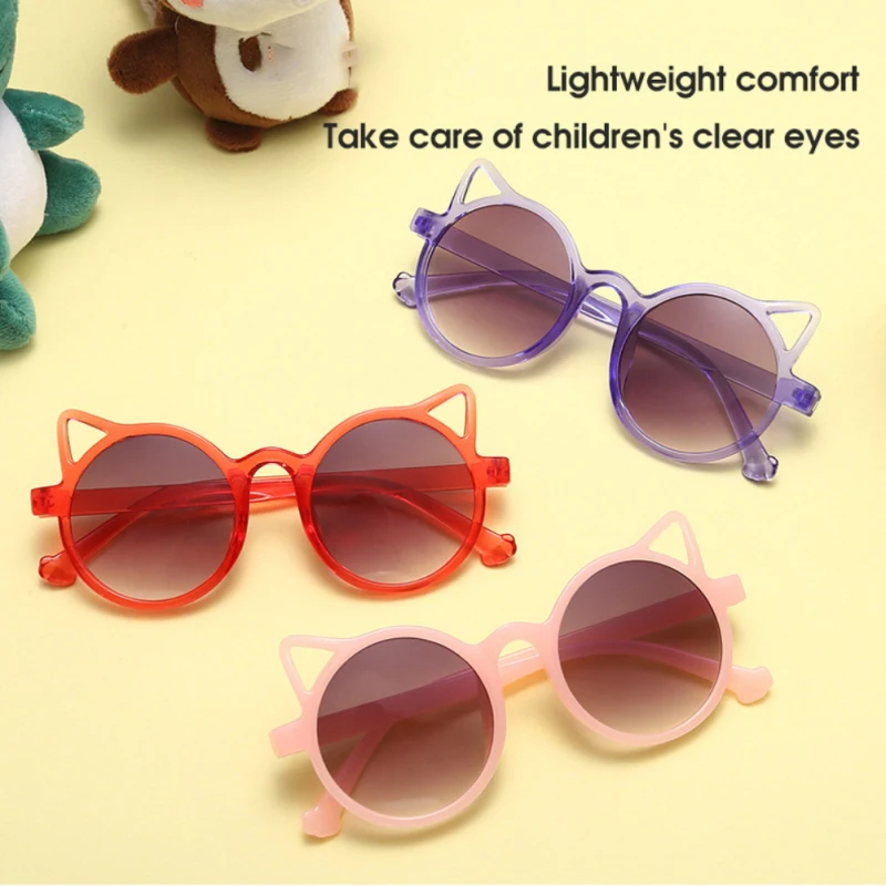 Children's Sunglasses 2025 new Boys Girls Anti UV Personalized Cat Ear Sun Glasses Lovely Vintage Baby Cute Eyewear Gafas De Sol UV400