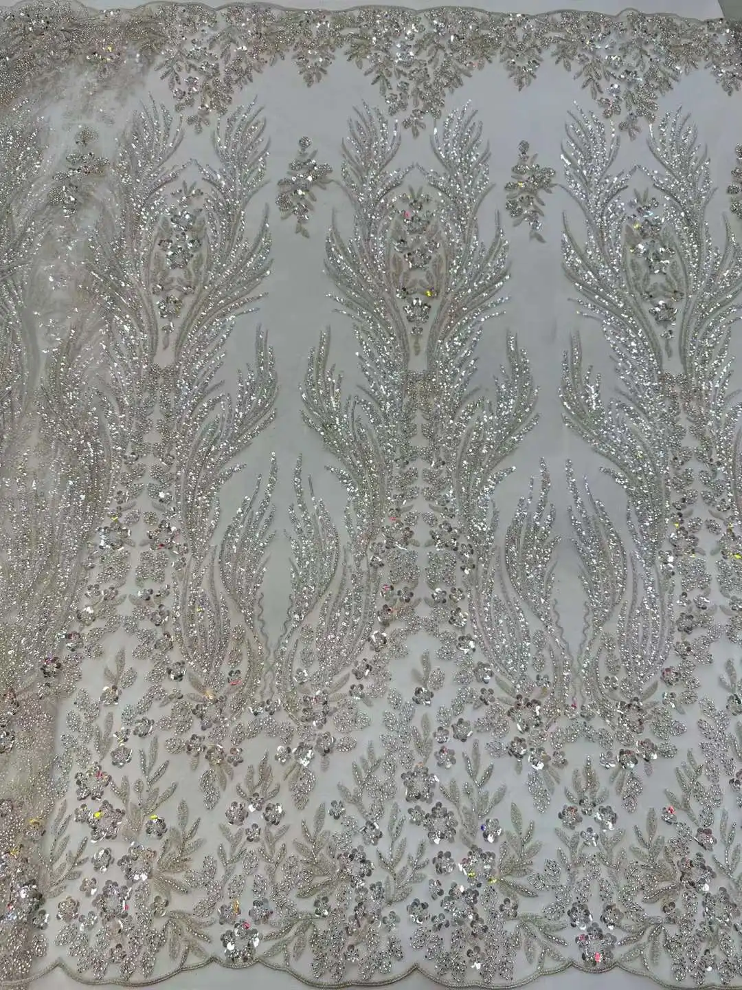 High-End Luxury French Embroidery Groom Lace Fabric High Quality 5 Yards African Nigerian Sequin Lace Fabric For Wedding Dress