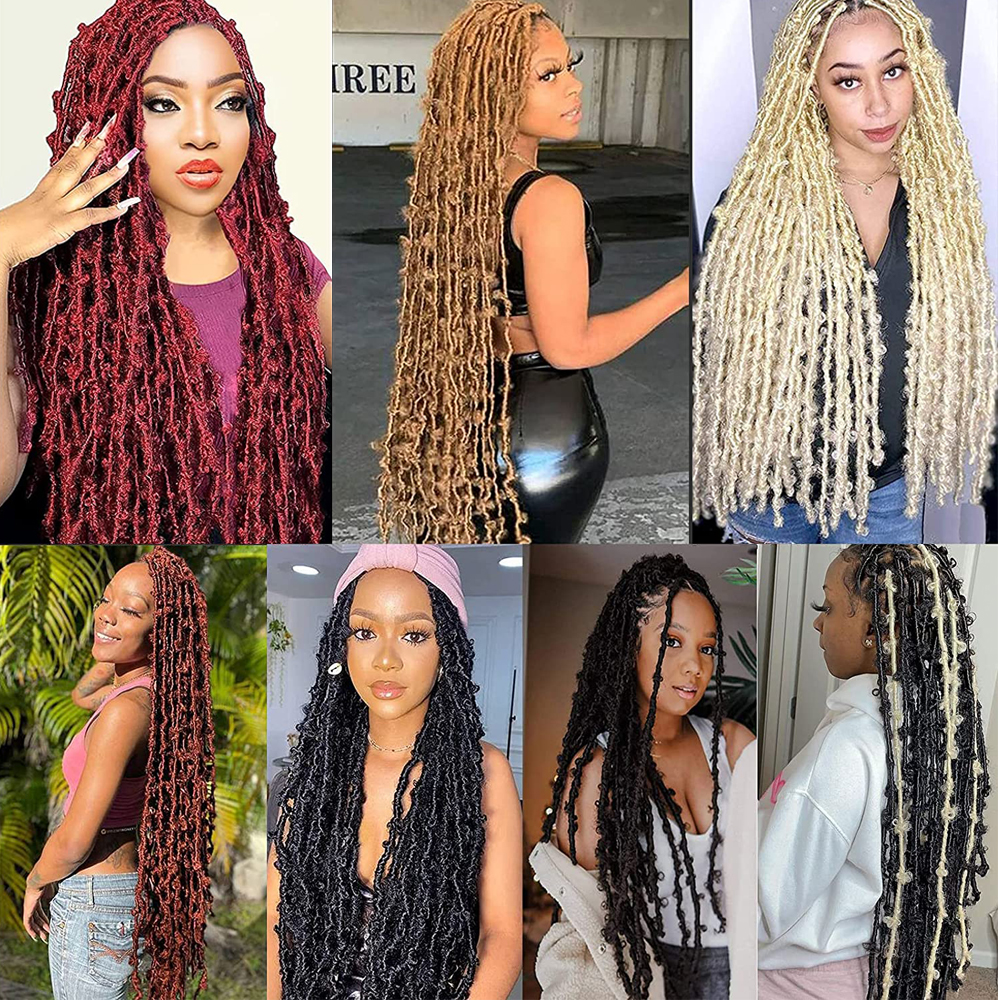 Dansama Synthetic 18inch Butterfly Locs Crochet Hair Soft Locs Crochet Braids Handmade Distressed Faux Locs Hair Extension