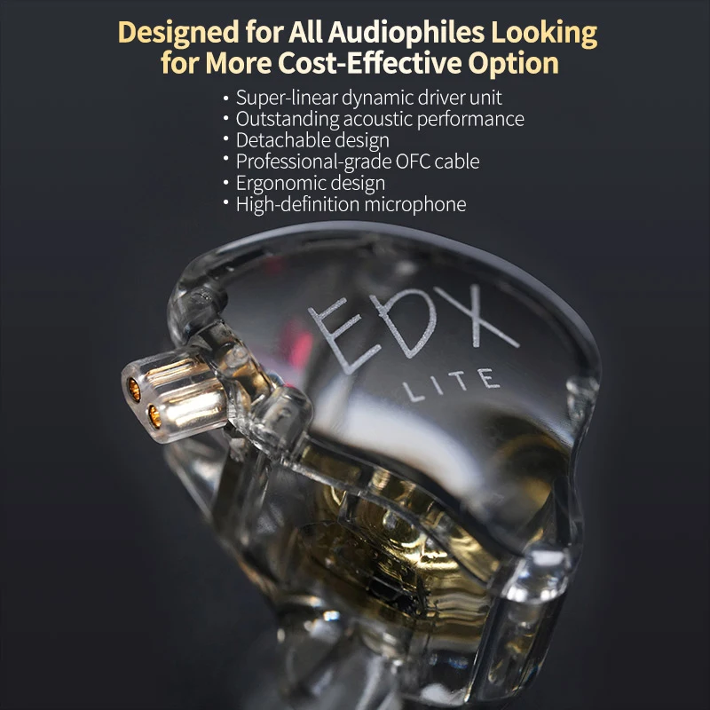 Original KZ EDX Lite IEM Monitor Headphones Hifi Heavy Bass Music In Ear Wired Earphones Sport Gaming Noise Cancelling Headsets
