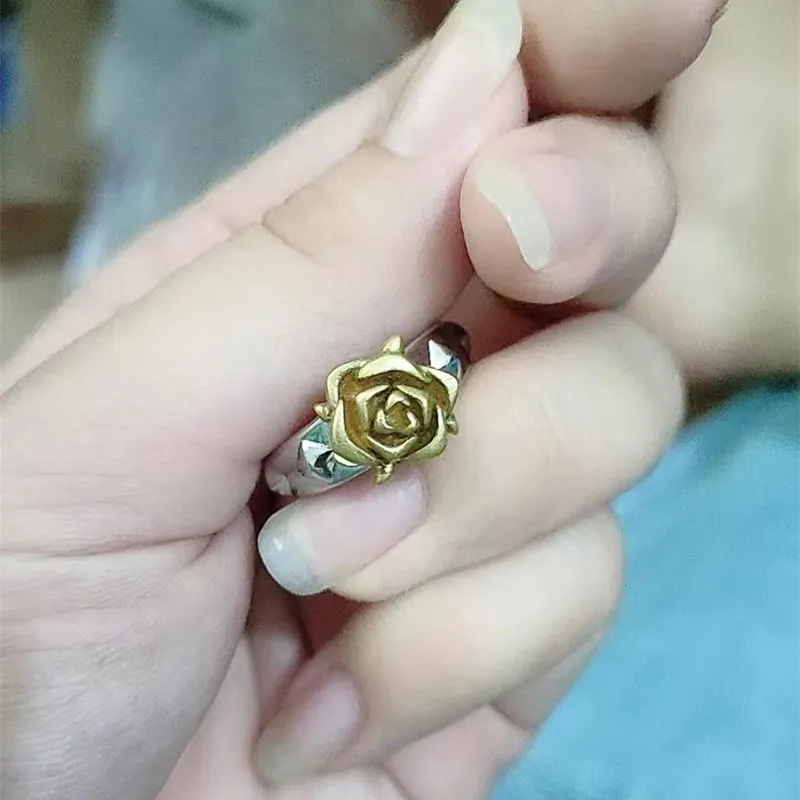 Anime Rozen Maiden Cosplay Ring Unisex Adjustable Opening Retro 3D Rose Rings Jewelry Accessories Prop Gifts