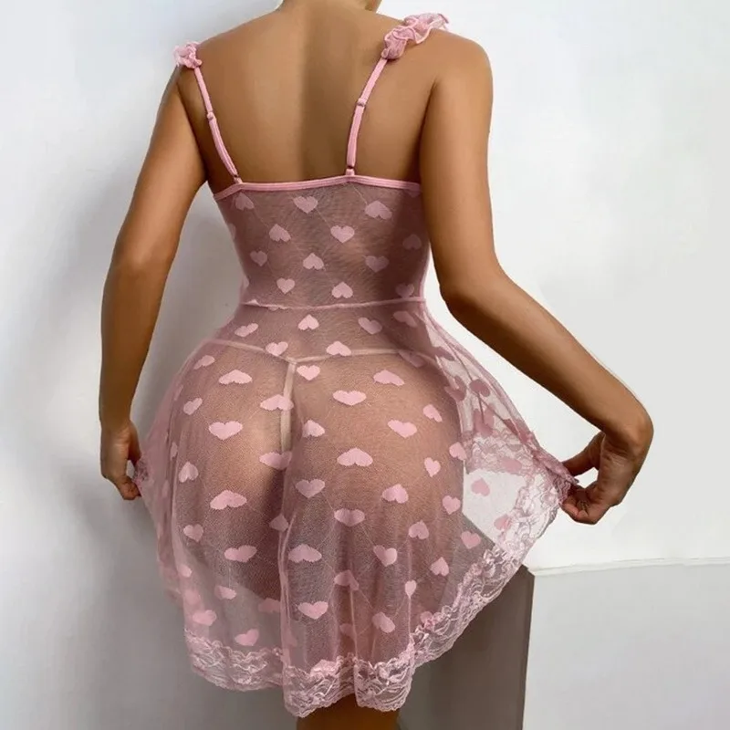 Women New 2025 Sexy new Lace Sling Lingerie Plus Size Nightie Homesuits Transparent Hollow Nightwear Robe Babydoll Sleepwear Night Dress