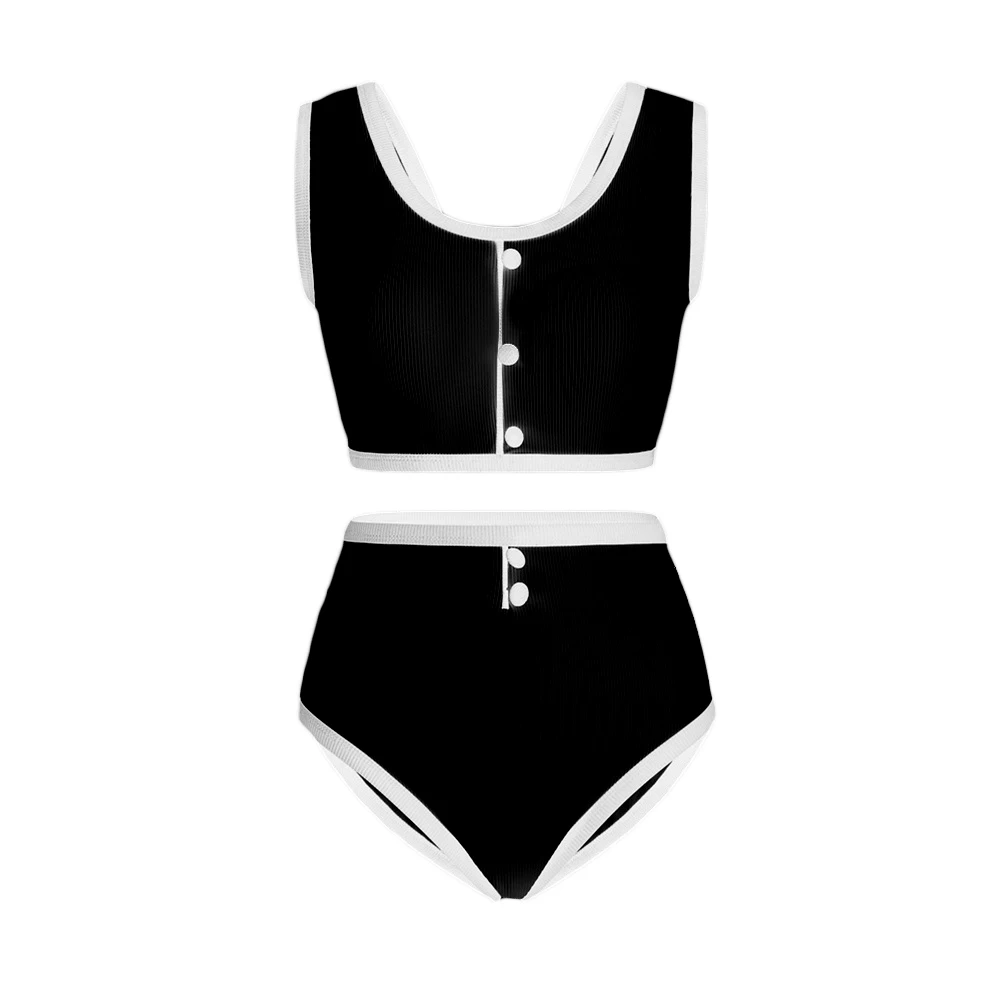 Color Block Two Pieces Swimsuit for Women 2024 New Swimwear Female Tankini Designer Beach Bathing Suit Summer