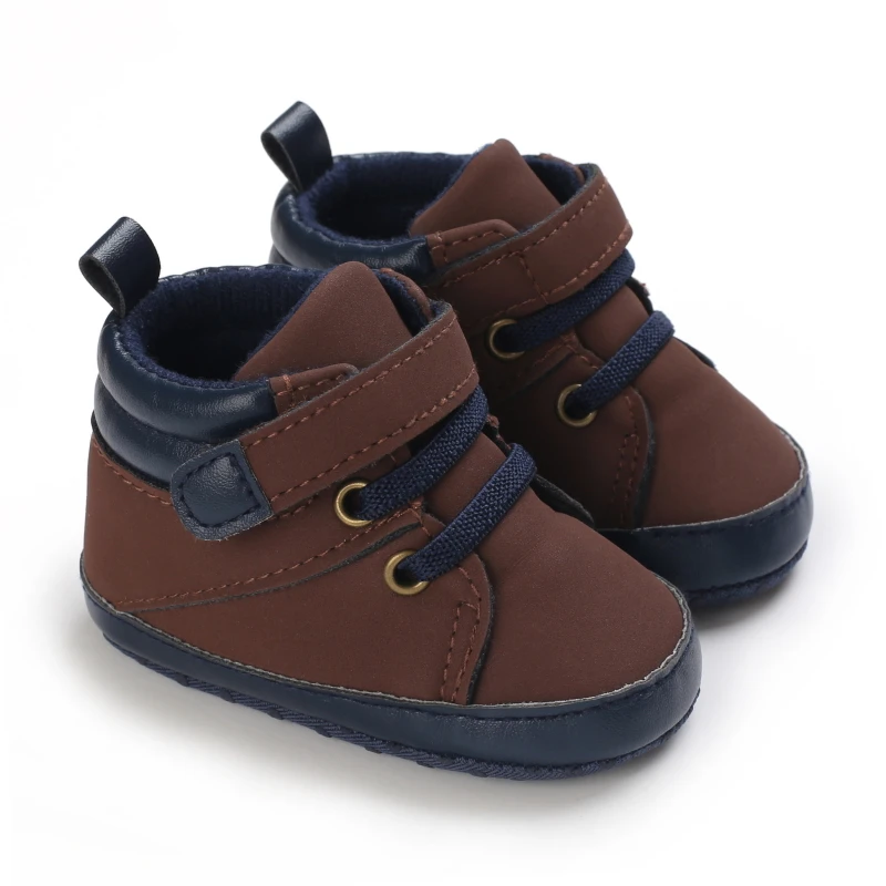 Super Cute Brown Baby Shoes 3 to 18 Month for Toddler Boys and Girls Baby Sneaker Soft PU Leather Baby Casual Shoes