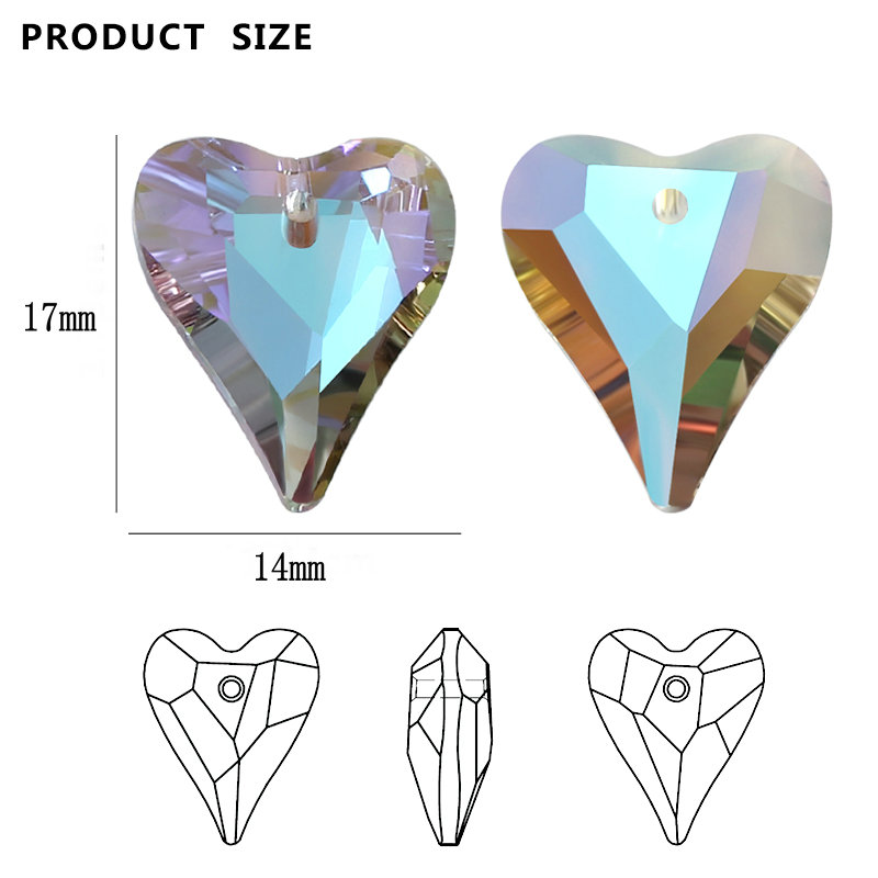 Crystal 6240 Wild Heart Charms Glass Austria Loose Beads Pendant Rhinestones for DIY Earring Necklace Jewelry Accessories 12Pcs