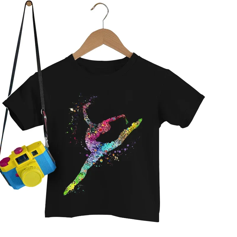 years Gymnastics Watercolor Kids Shirts Boys Girls Vintage Dance T Casual Children s Clothing