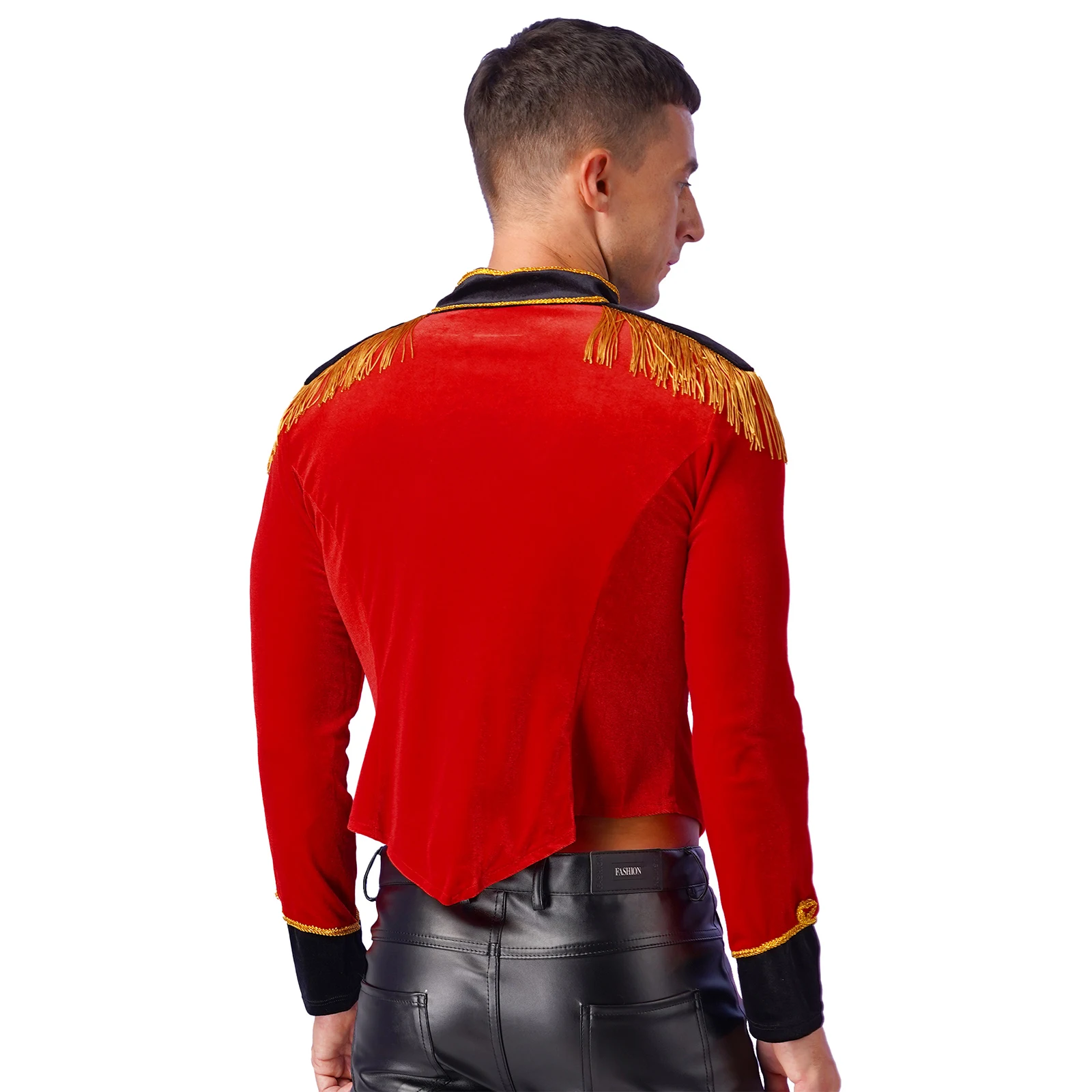 Mens Halloween new Circus Ringmaster Cosplay Costume Lapel 2025 Fringe Jacket Metal Chains Long Sleeve Swallow-Tailed Coat with Bow Tie