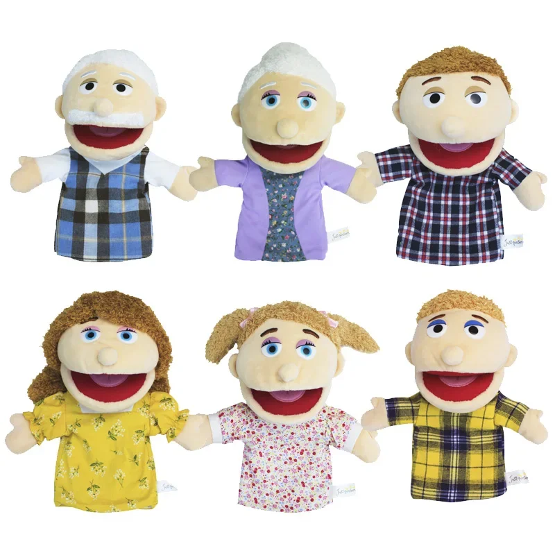 30-33cm Family soft plush doll Dad Mom Brother and sister plush doll Educational toy Kawaii hand finger puppet