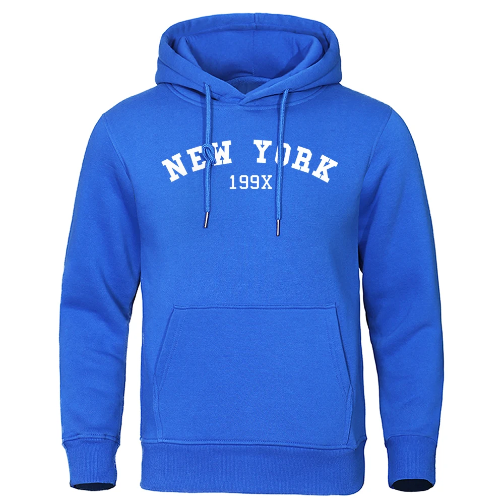 New York 199X Personality Letter Print Hoody Man Creativity Crewneck Clothes Loose Oversize Hoodie Casual Pocket Mans Tracksuit