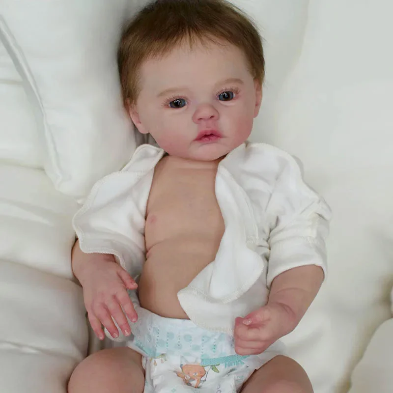 49cm Full body Vinyl Reborn Baby Doll Meadow Newborn Baby Size Real Picture Handmade Hand-root Hair Visible Veins