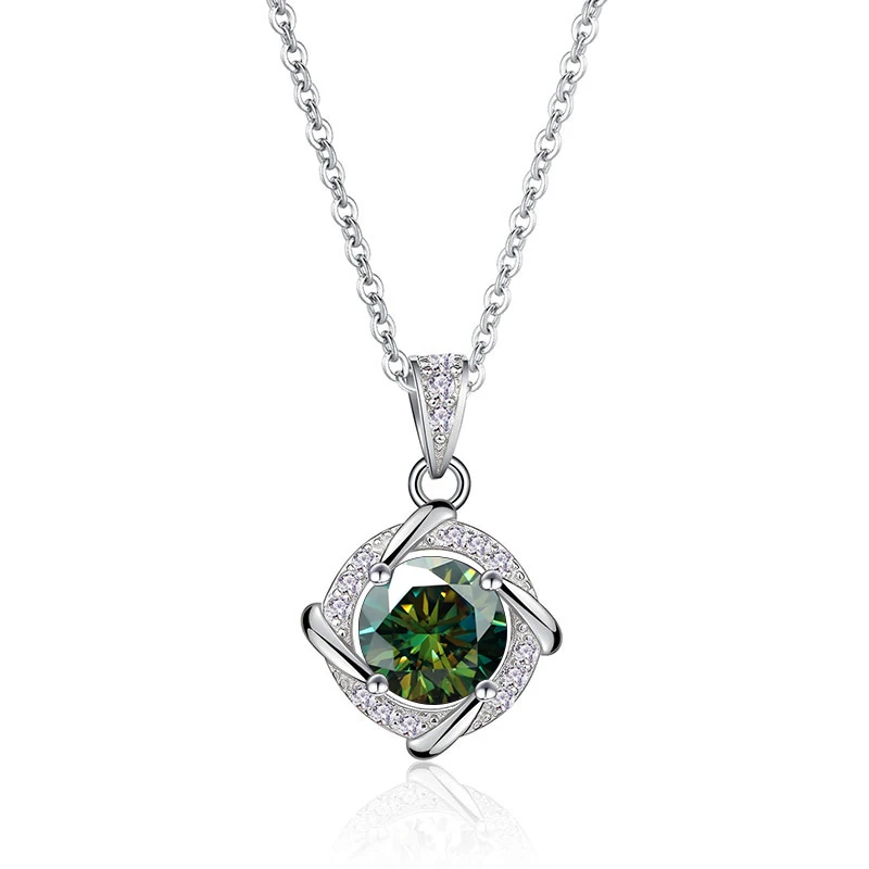 JoyceJelly 6.5mm 1ct Moissanite Necklace For Women S925 Sterling Silver Jewelry Lab Created Diamond Pendant Clavicle Chain Gift