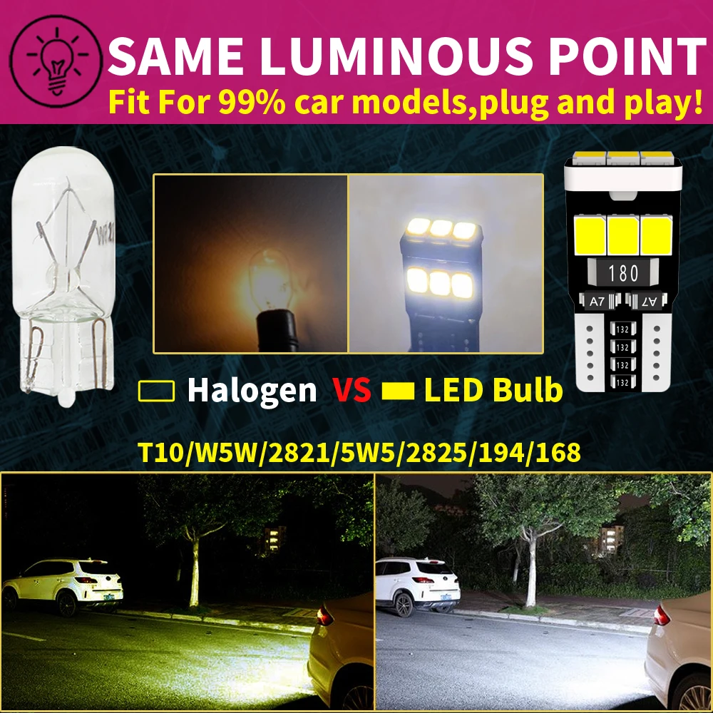 4x W5W T10 Led Canbus Car Interior Lights Parking Side Vehicles Clearance Lamp License Plate Bulb 12v For Dacia Duster 2011~2023