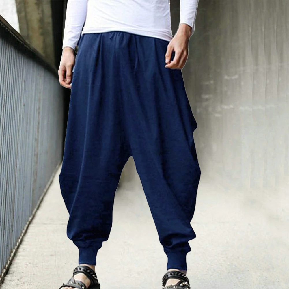 Male Hot Pants Sale Japanese Loose High Quality Pants Personalized Smooth Streets Trousers Hakama Pants smile