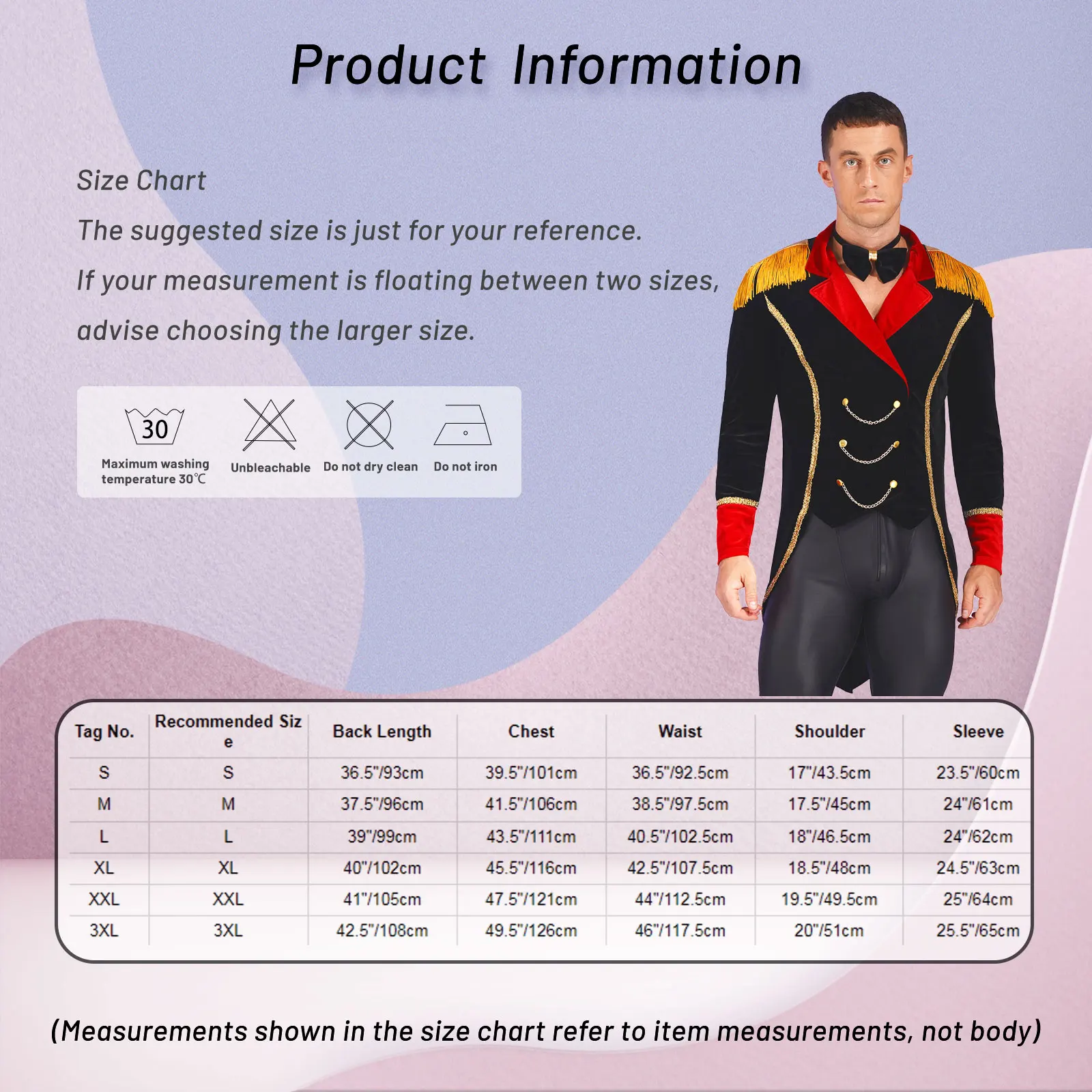 Mens Halloween new Circus Ringmaster Cosplay Costume Lapel 2025 Fringe Jacket Metal Chains Long Sleeve Swallow-Tailed Coat with Bow Tie