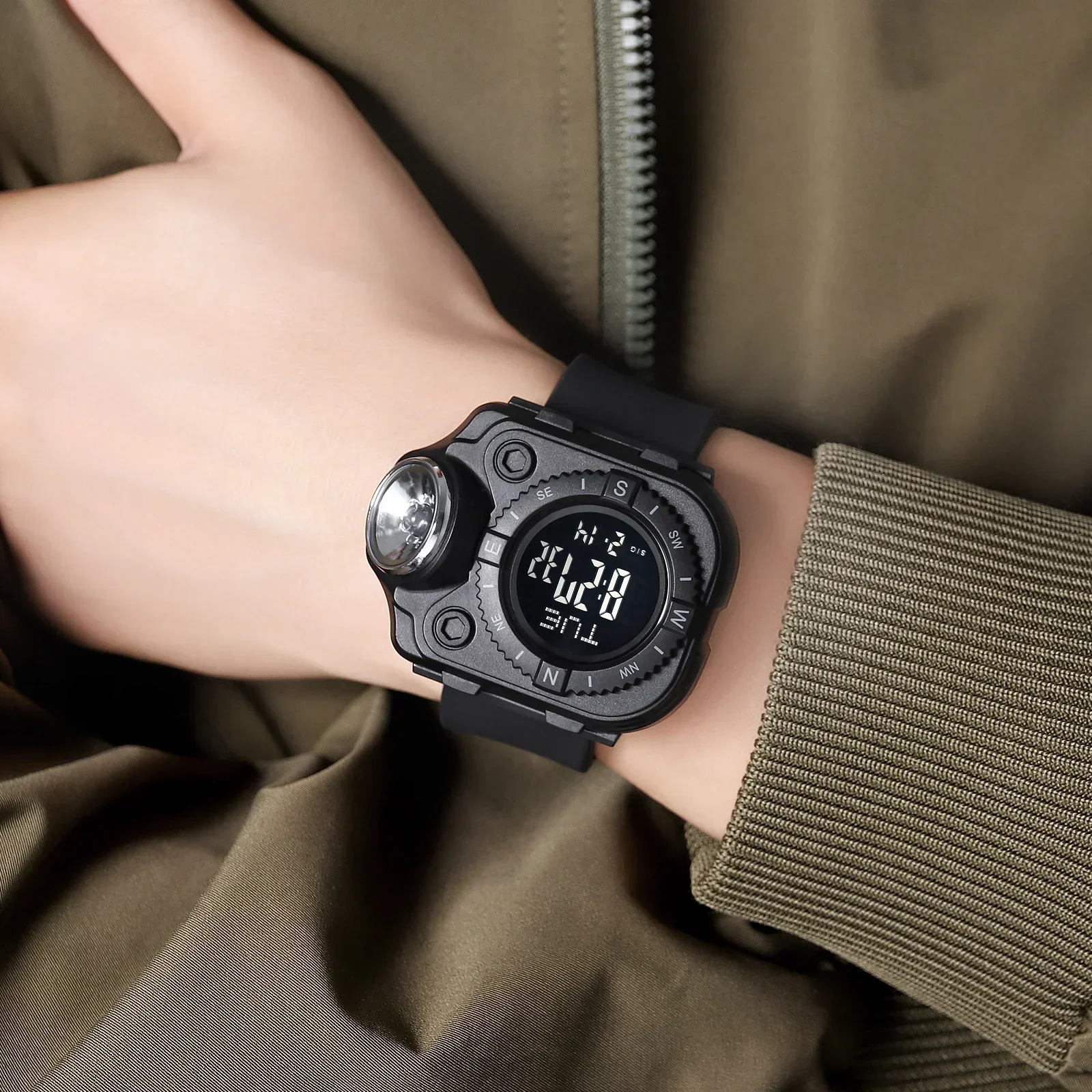 SKMEI Creative LED Flashlight Countdown Sport Watches Men Back Light Digital Wristwatch Waterproof Alarm Stopwatch Clock 2187