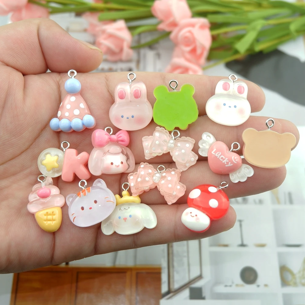 Bear Cat Mushroom Heart Charms for Jewelry Making Diy Earring Bracelet Bow Pendant Accessories Findings Bulk Wholesale