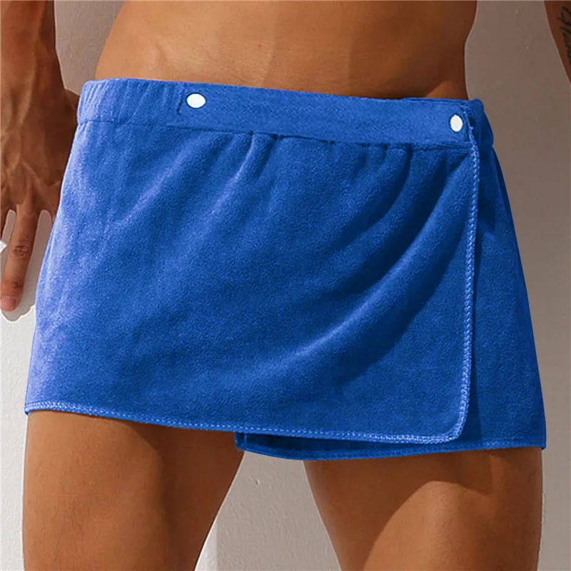 New Men Shorts Bathrobe 2025 Sleep Bottoms Microfiber Pamas Men new Nightwear Short Towel Pants Side Split Bathrobe Culottes Soft