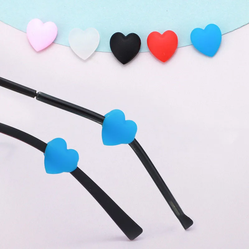 Colorful 2025 Heart Glasses Silicone Anti-Slip Ear Grip Hook Women Men Children Eyeglasses Sleeve new Retainer Eyewear Accessories 5Pairs