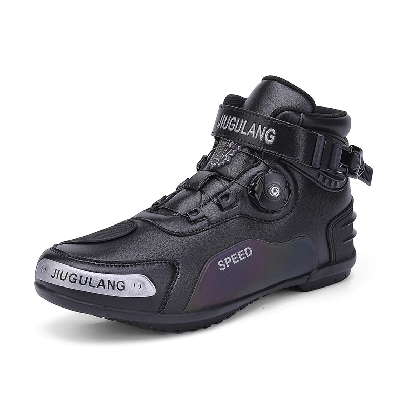 Men new Motorcycle Boots Shoes Outdoor 2025 Cycling Professional Training Microfiber Leather Waterproof Quick Lacing Botas Moto Hombre