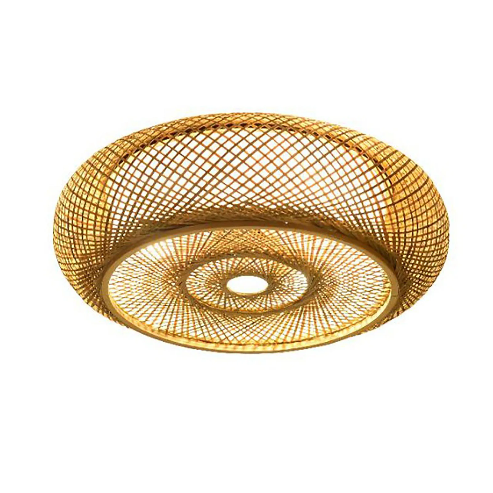 E27 Bamboo Flush Mount new Ceiling Light Rustic Rattan Ceiling Fixture Hanging Lamp 3-Lamp 2025 110V/220V 40/50cm (Bulb Not Included)