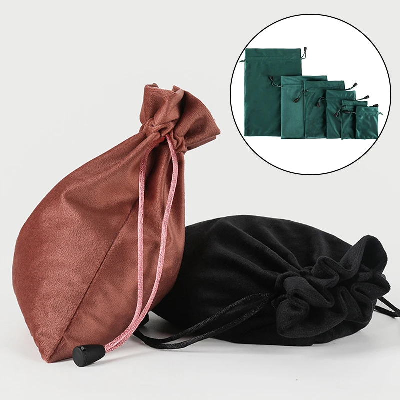 1Pcs Drawstring Velvet Pouches Jewelry Packaging Display Bag Soft Eyewear Case Wedding New Year Gift Bag Xmas Present Pocket New