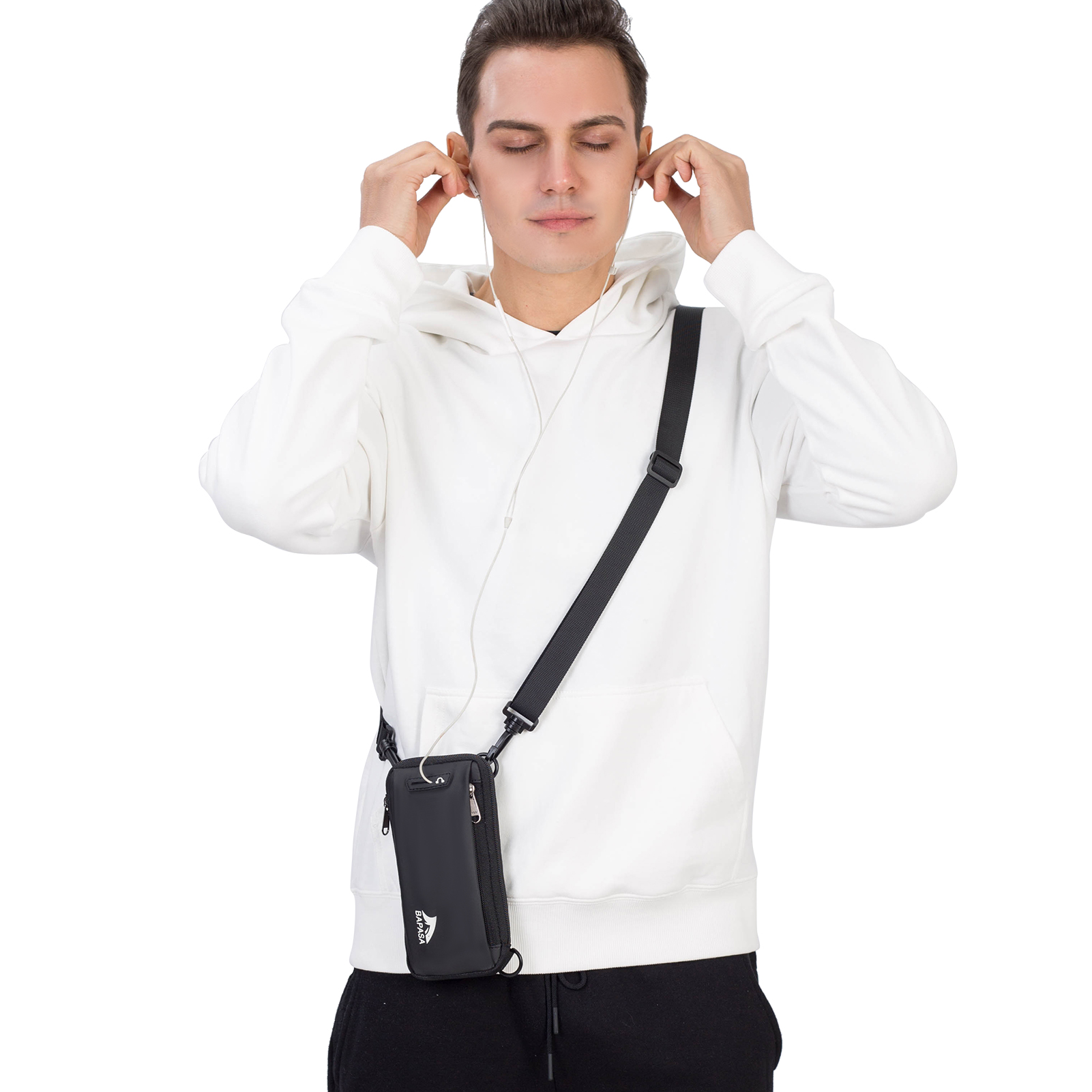 Man Mini Portable Waterproof Purse Cross Body Bag Waist Phone Pouch Fit 6.5 Inch Phones Outdoor to use