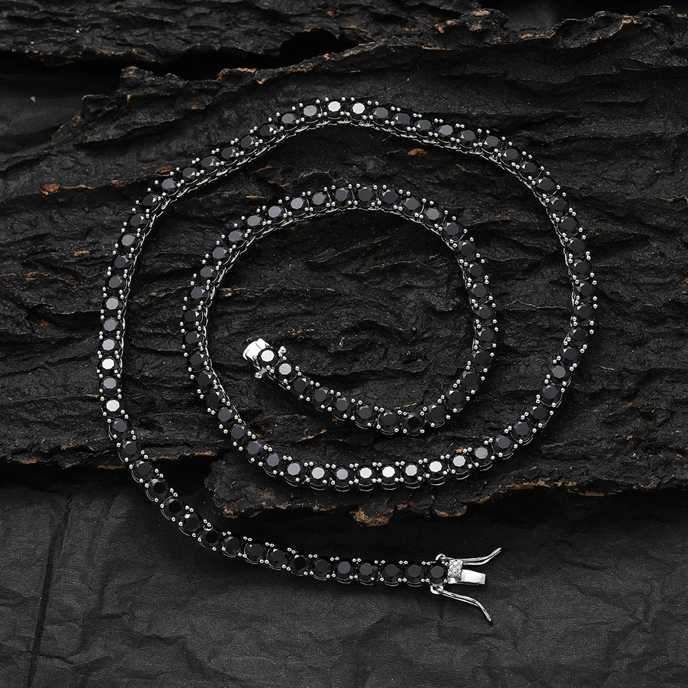 3mm 4mm 5mm Black CZ Tennis Necklace Men And Women Chain Necklace BC169