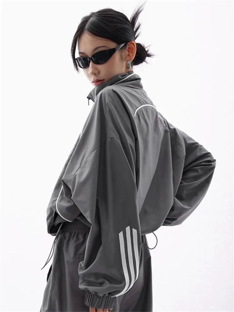 Y2K Gorpcore Pant Sets Women Streetwear Vintage 90s Two Piece Set Oversized Tracksuit Wide Leg Track Pants Hip Hop Jacket