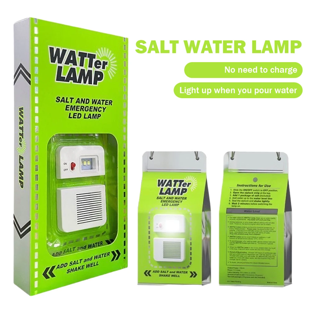 LED Salt Water Emergency Lamp Waterproof Portable Energy Saving Lamp Reusable Travel Supplies for Night Fishing Equipment