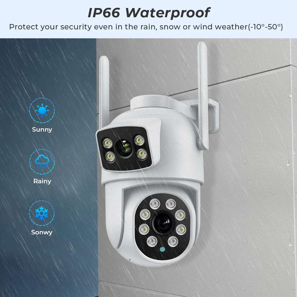 4K 8MP PTZ WIFI Camera Dual Lens Dual Screen 4X Digital Zoom IP Camera 4MP HD Auto Tracking Outdoor CCTV Surveillance iCSee App