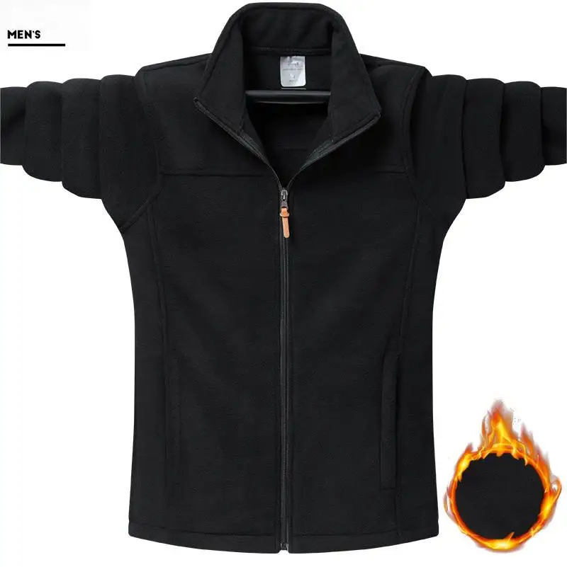 5XL-9XL Plus Size 2025 new Fleece Jackets Autumn Winter Solid Quality Keep Warm Outdoor Sports Windbreak Men Jacket