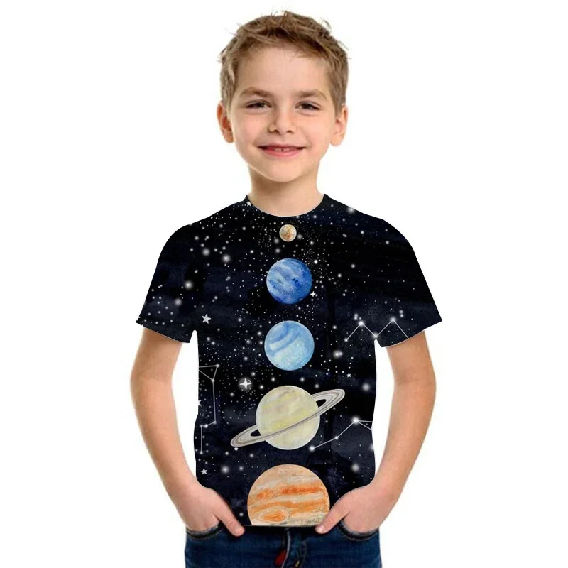 Universe new Solar System Kids T-shirt 3D Print Planet Sun 2025 Earth Venus Tshirt Casual Haruku Summer Child Shirt Tops for Boys Girls