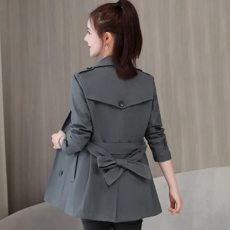 Spring Autumn Trench Coat Women Double Breasted Slim Casual Outwear Female Windbreaker Lining With Belt Long-Sleeved Top Clothes