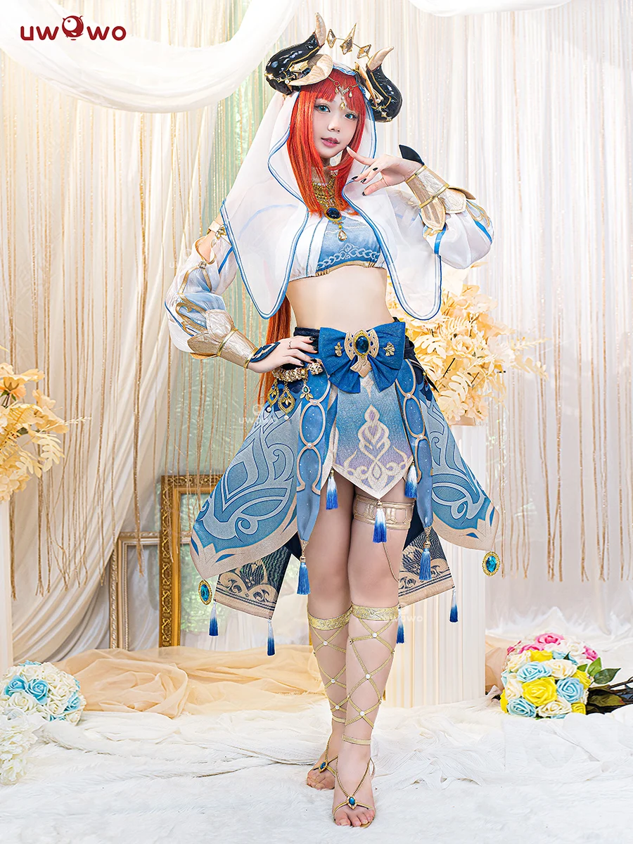 Only UWOWO Nilou M Cosplay with Horn Genshin Impact Sumeru Nilou Costume Hydro Female Cosplay Halloween Christmas Costume smile