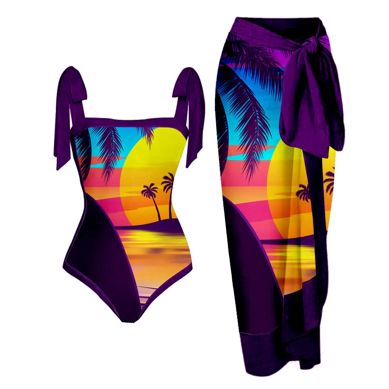 Bowknot One Piece Swimsuit Women Swimwear Skirt Cover Up Brazilian Bikini 2023 New Floral Print Beach Bathing Suit Biquini