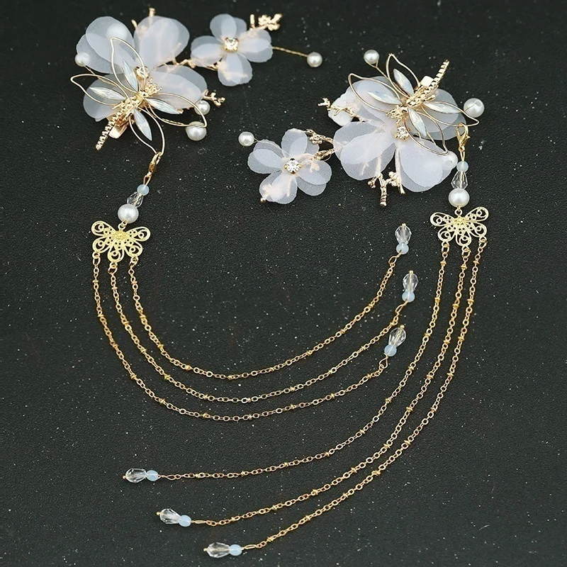1 Pc Elegant Classical Style Dragonfly Traditional HANFU Chinese Tassel Hairpin Headwear Hair Clips Hair Accessories for Women