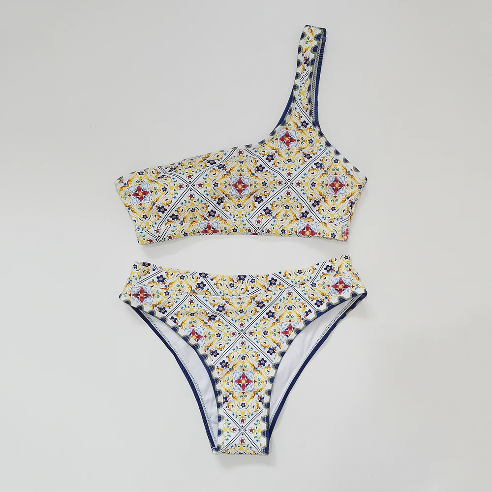 Printed Bikini High Waist Swimsuit Women 2023 Sexy 2025 Swimwear Female Two new Pieces Bikini Set Bather Bathing Suits Summer Beach Wear