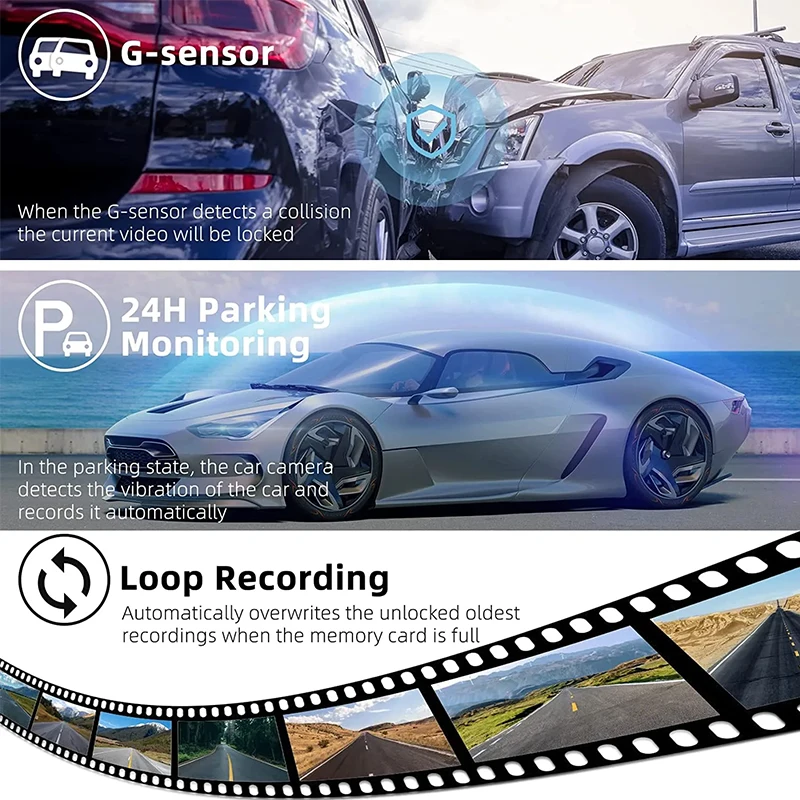 Car DVR 4 Lens HD 1080P 3.0 Inches Dash Cam WIFI Car Video Recorder Dash Cam 24H-Video Parking Monitor Black Box Car Assecories
