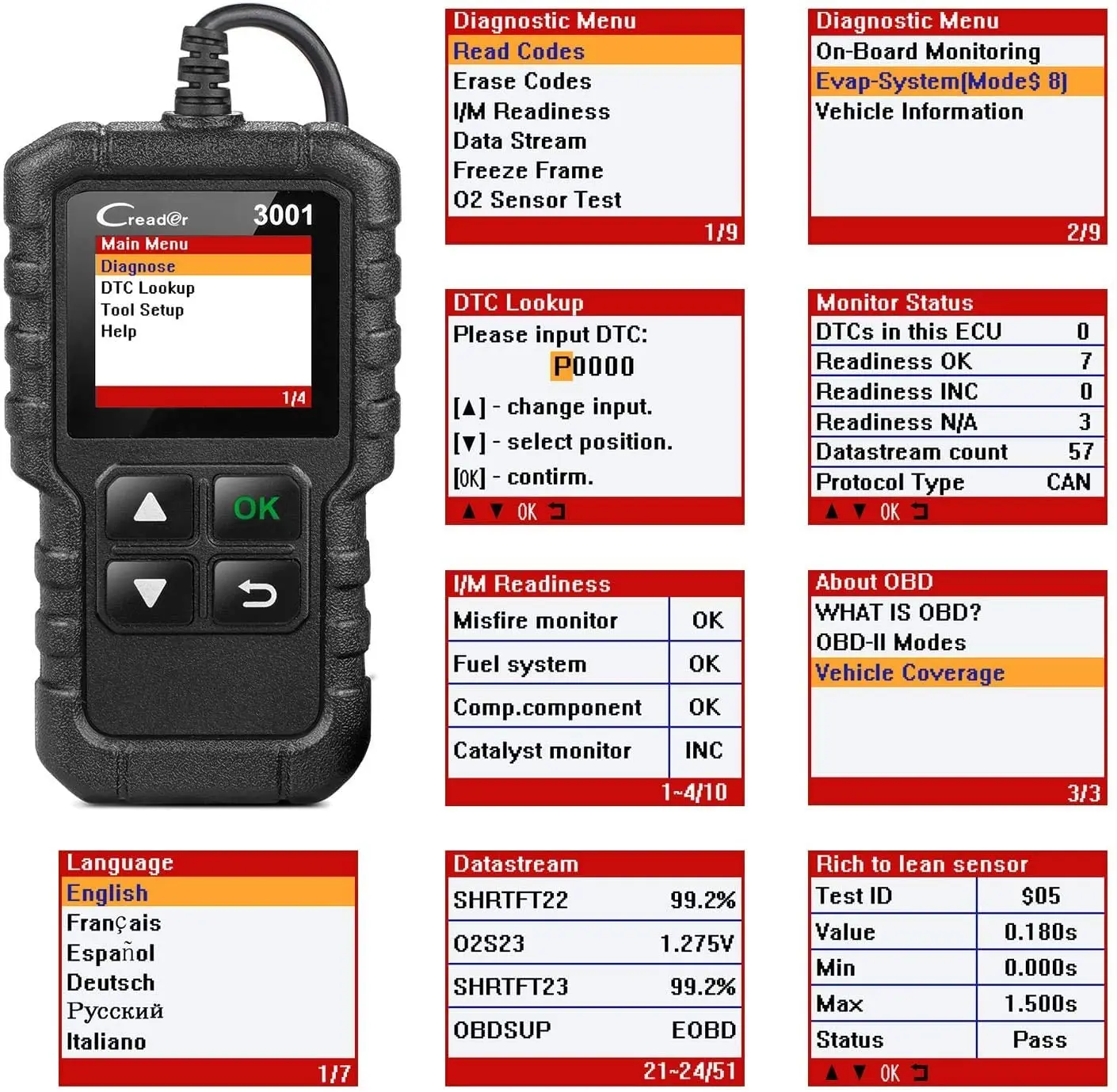 LAUNCH X431 CR3001 ALL OBD2 Scanner Car Diagnostic Tools Automotive Professional Code Reader 2025 Check Engine new Free Update pk ELM327