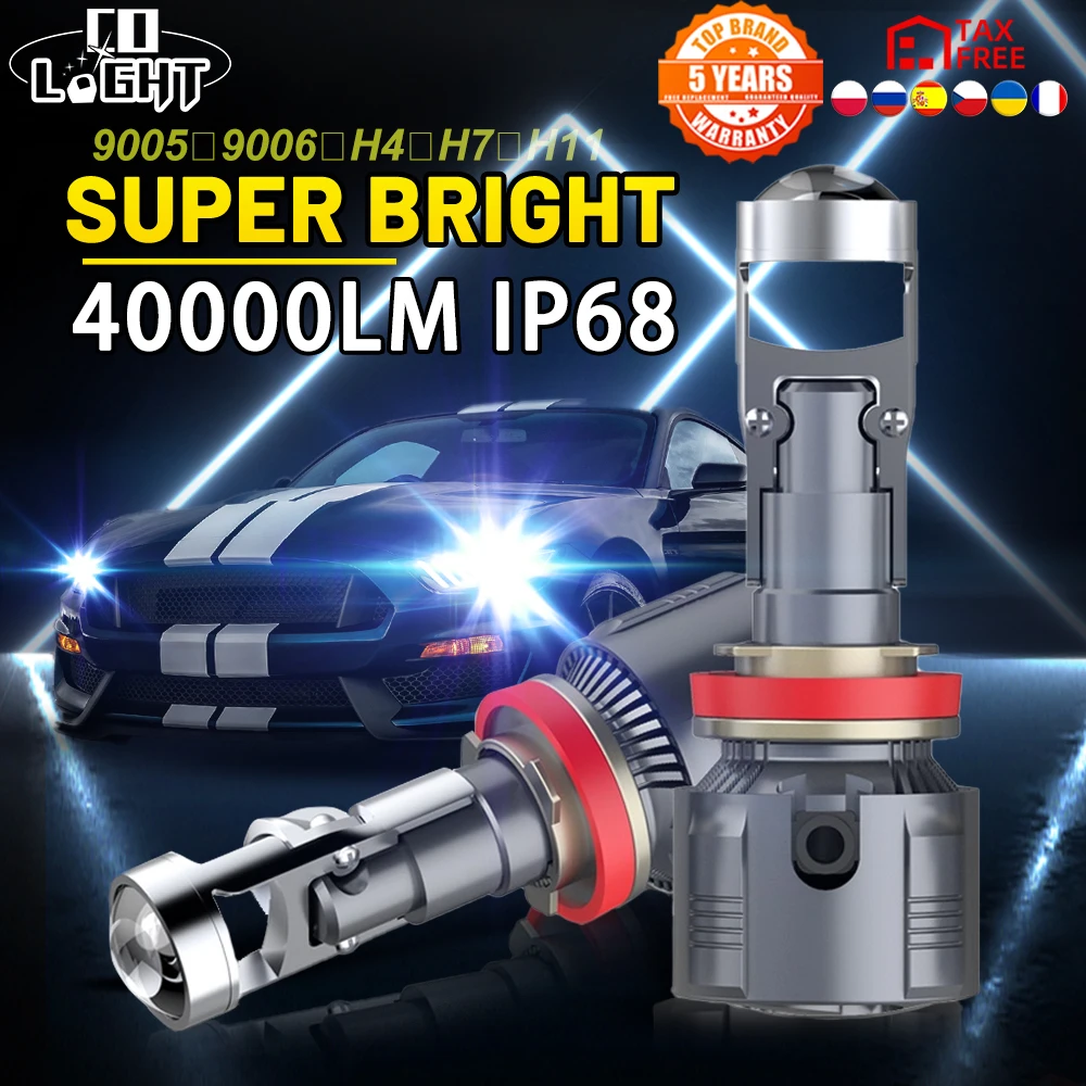 CO LIGHT H4 Headlight Bulbs H7 LED Canbus H11 9005 HB3 9006 HB4 Mini Projector Lens Auto Car Lights 6000K Fog Lamp for Moto