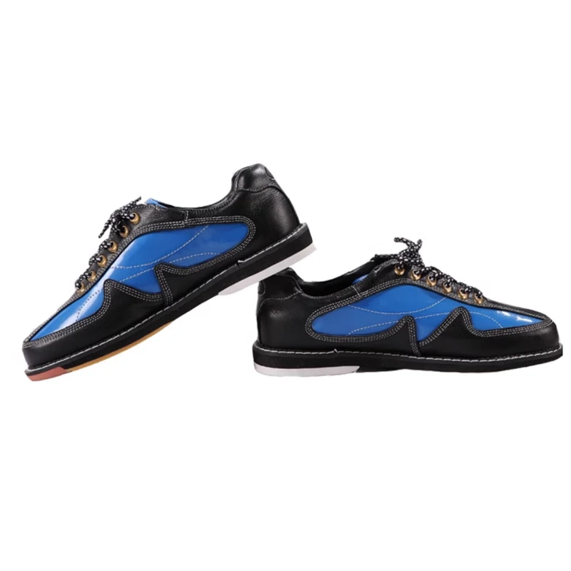 Women Men Genuine Leather Bowling Shoes Unisex Breathable Skidproof Sneakers Lace-up Cushioning Indoor Shoes for Bowling