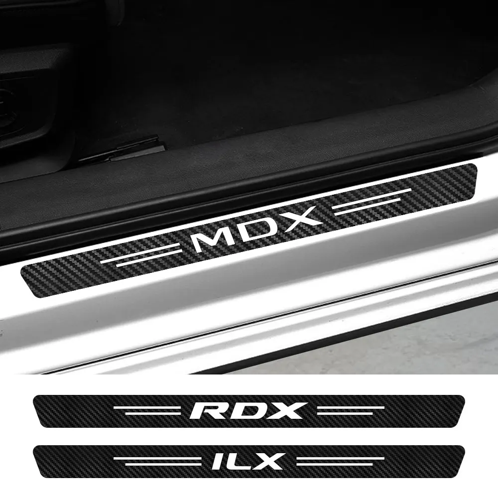 4PCS Car Door Sill Sticker Threshold Decal Auto Accessories For Acura CDX ILX MDX V6 Aspec NSX RDX RL RLX TL TLX TLX-L TSX ZDX