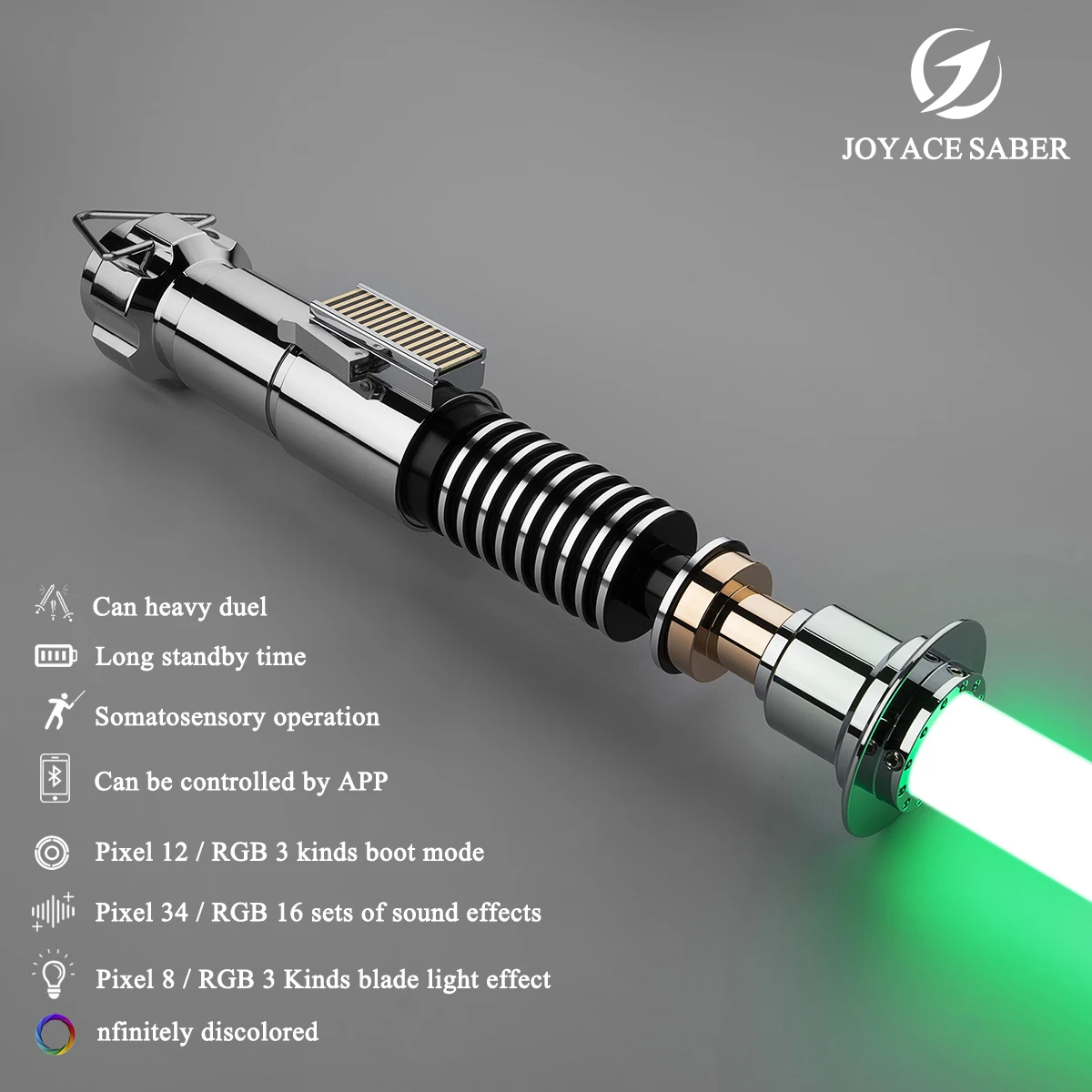 JOYACESABER Metal Handle Pixel Lightsaber LUKE Light Saber Sensitive Smooth Swing Heavy Dueling Bluetooth RGB Laser Sword Toys